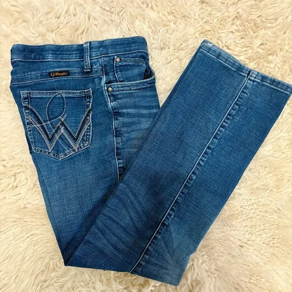 Wrangler Women's Q-Baby Mid Rise Bootcut Ultimate Riding Blue Jeans - Picture 2 of 7